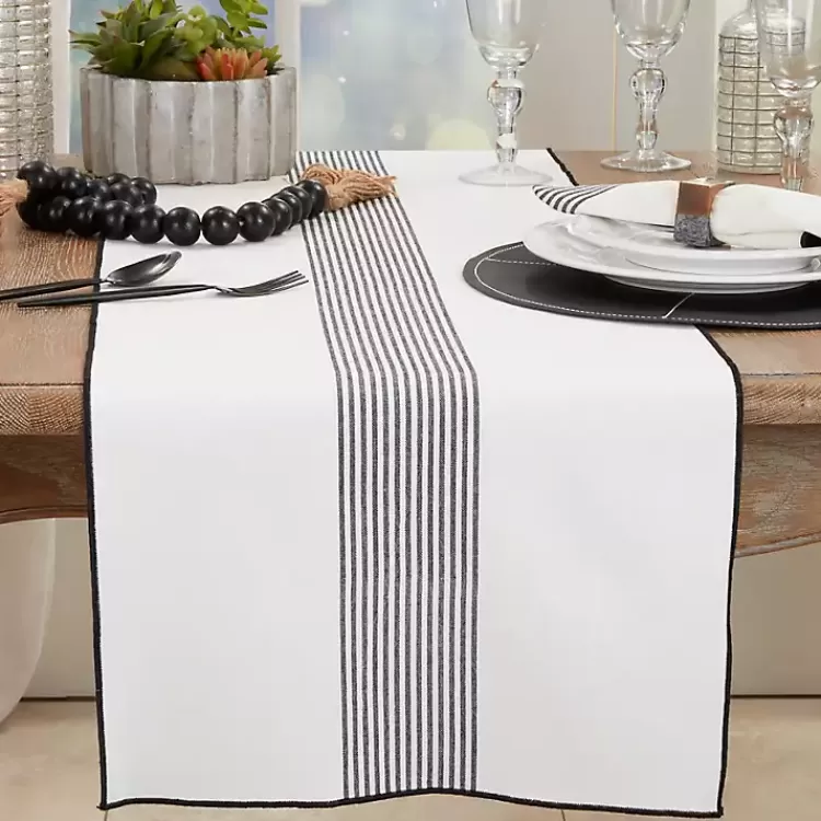 black_and_white_striped_table_runner_2.webp Black and White Striped Table Runner>Kirklands Home Best Sale