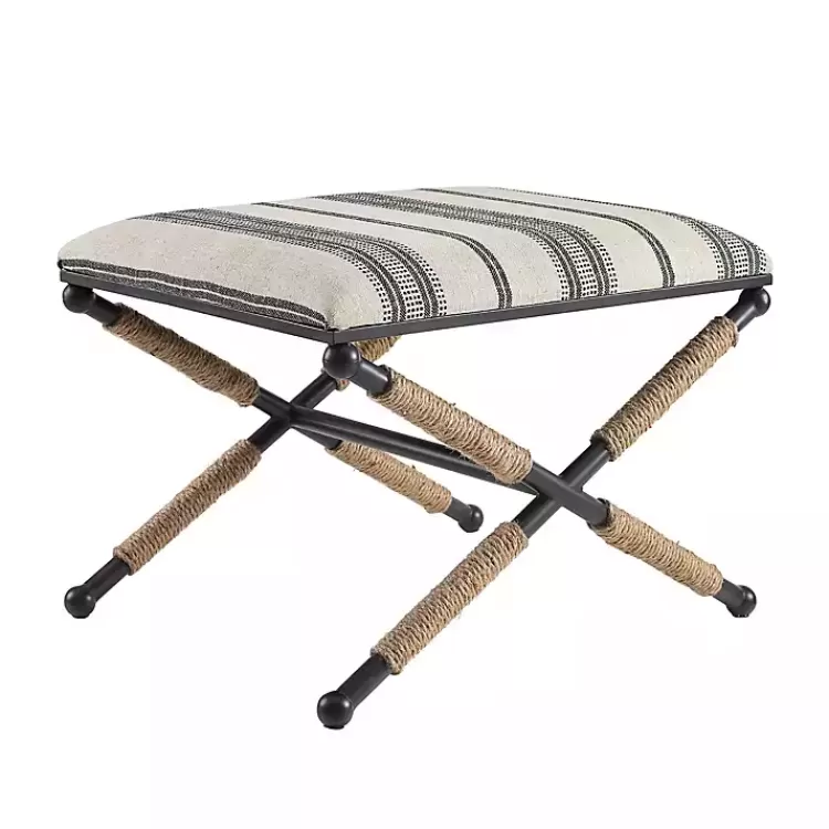 Black and White Striped Upholstered Ottoman>Kirklands Home Best Sale