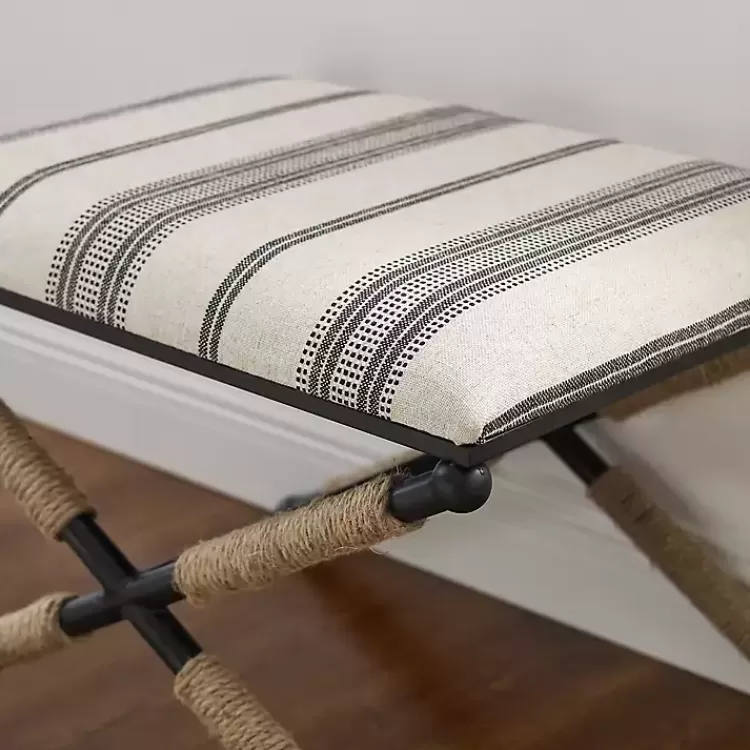 black_and_white_striped_upholstered_ottoman_2.webp Black and White Striped Upholstered Ottoman>Kirklands Home Best Sale
