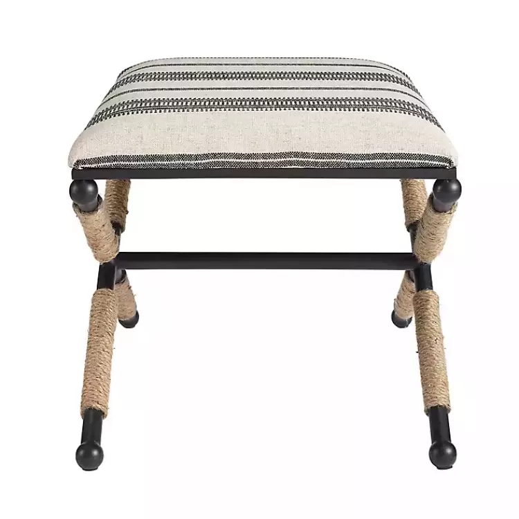 black_and_white_striped_upholstered_ottoman_3.webp Black and White Striped Upholstered Ottoman>Kirklands Home Best Sale