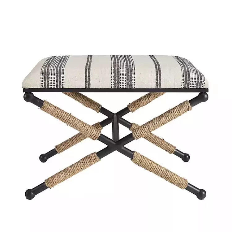 black_and_white_striped_upholstered_ottoman_4.webp Black and White Striped Upholstered Ottoman>Kirklands Home Best Sale