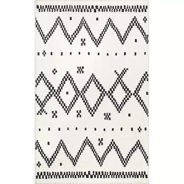 Black and White Tracy Fringed Area Rug, 8x10>Kirklands Home Shop