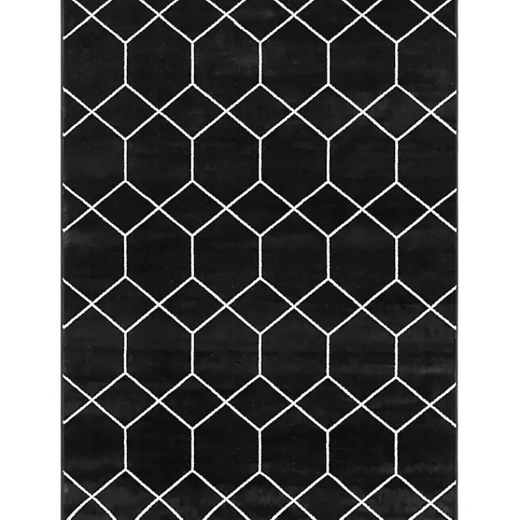 Black and White Trellis Woven Area Rug, 6x9>Kirklands Home Flash Sale