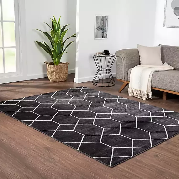 Black and White Trellis Woven Area Rug, 8x10>Kirklands Home Discount