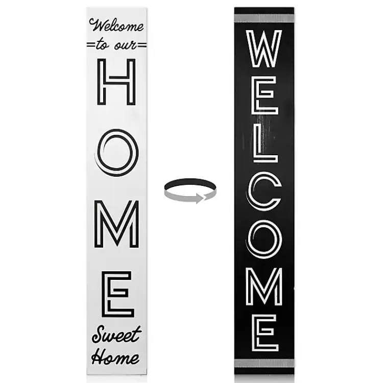 Black and White Welcome Home Two-Sided Porch Board>Kirklands Home Cheap