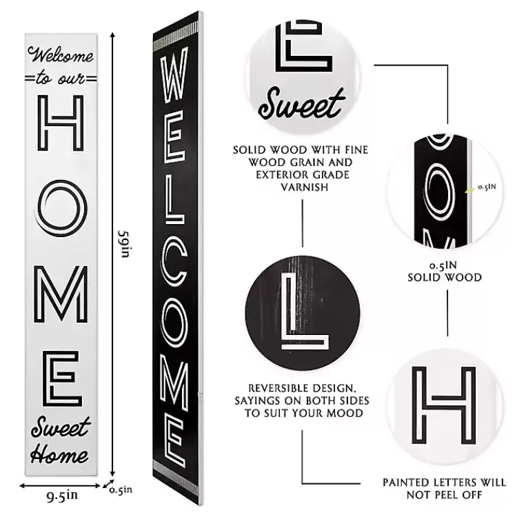 Black and White Welcome Home Two-Sided Porch Board>Kirklands Home Cheap