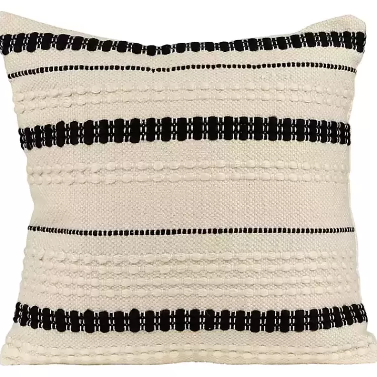 Black and White Woven Stripe Indoor/Outdoor Pillow>Kirklands Home Sale
