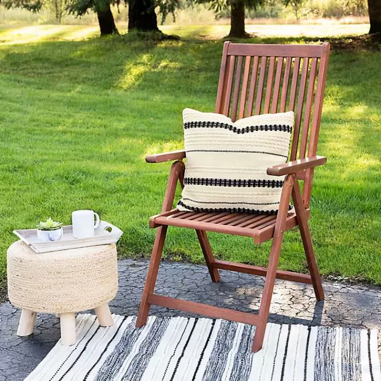 Black and White Woven Stripe Indoor/Outdoor Pillow>Kirklands Home Sale