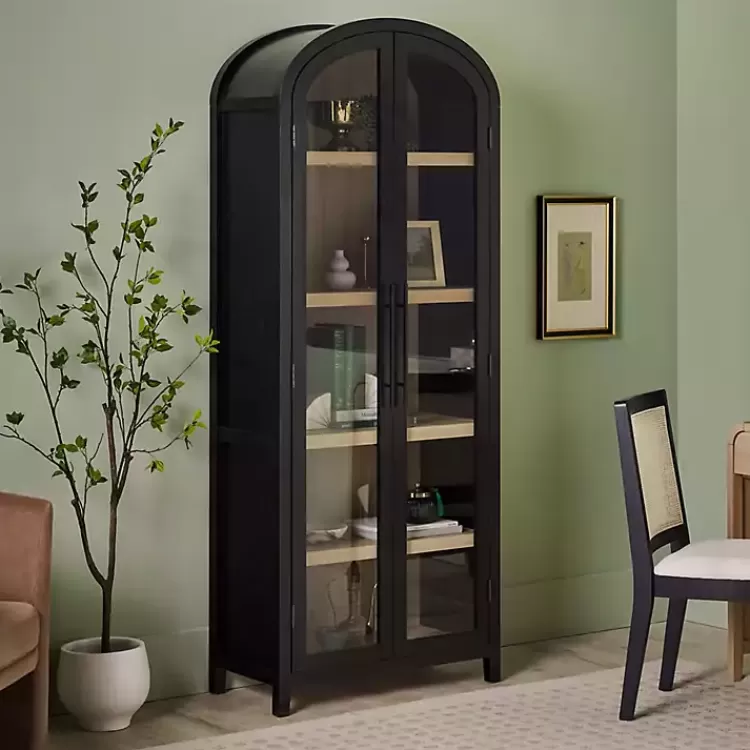 black_arched_glass_doors_chantelle_bookcase_4.webp Arched Glass Doors Chantelle Bookcase>Kirklands Home Outlet