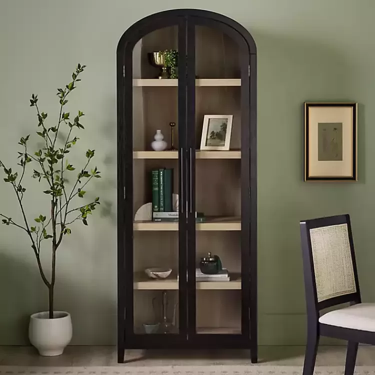 black_arched_glass_doors_chantelle_bookcase_5.webp Arched Glass Doors Chantelle Bookcase>Kirklands Home Outlet