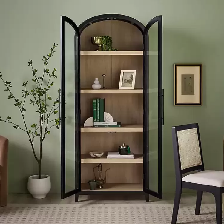black_arched_glass_doors_chantelle_bookcase_6.webp Arched Glass Doors Chantelle Bookcase>Kirklands Home Outlet