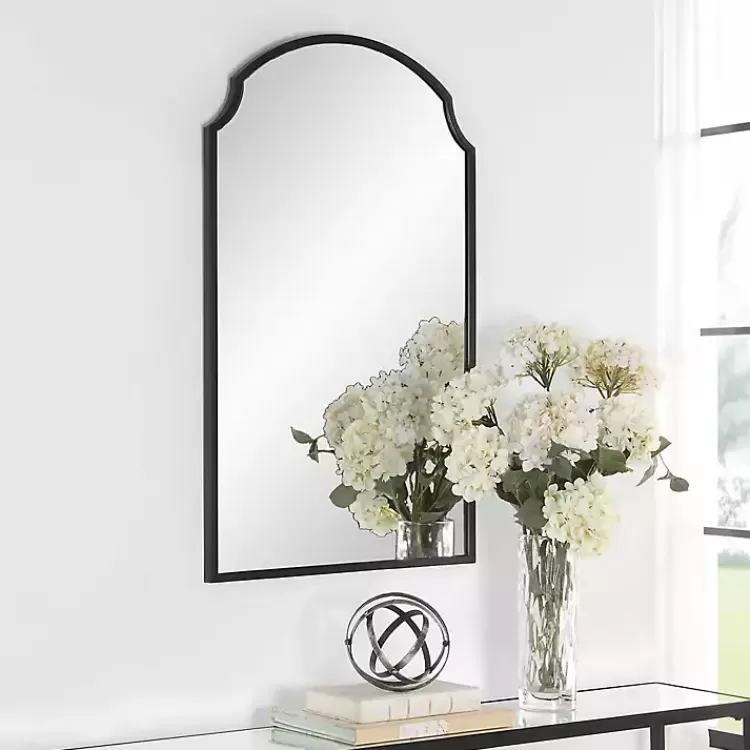 black_arched_scallop_edge_wall_mirror_2.webp Arched Scallop Edge Wall Mirror>Kirklands Home Best