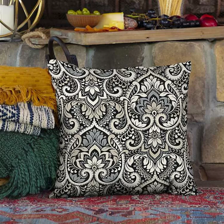 Aurora Damask Outdoor Pillow>Kirklands Home Clearance