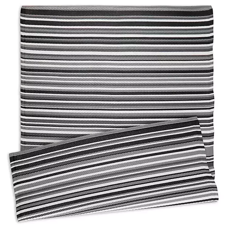 Black Barcode Stripe Outdoor Area Rug, 4x6>Kirklands Home Sale