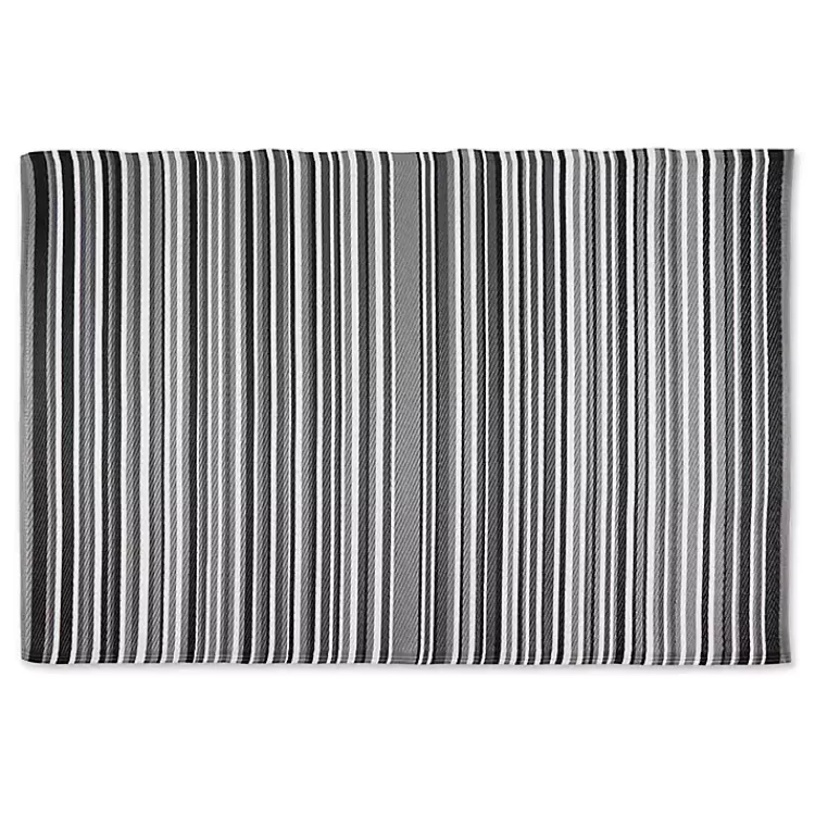 Black Barcode Stripe Outdoor Area Rug, 4x6>Kirklands Home Sale