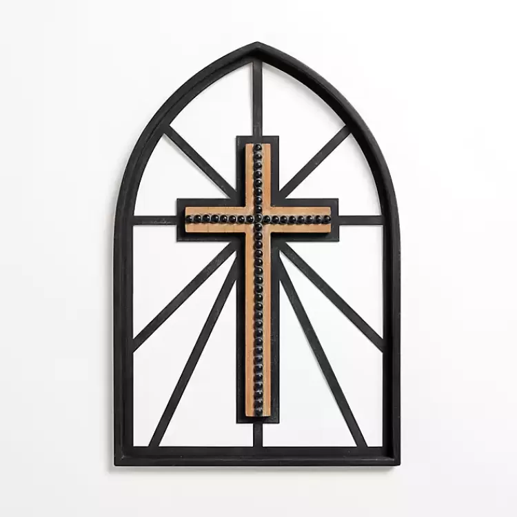 Black Beaded Cross Wall Plaque>Kirklands Home Cheap