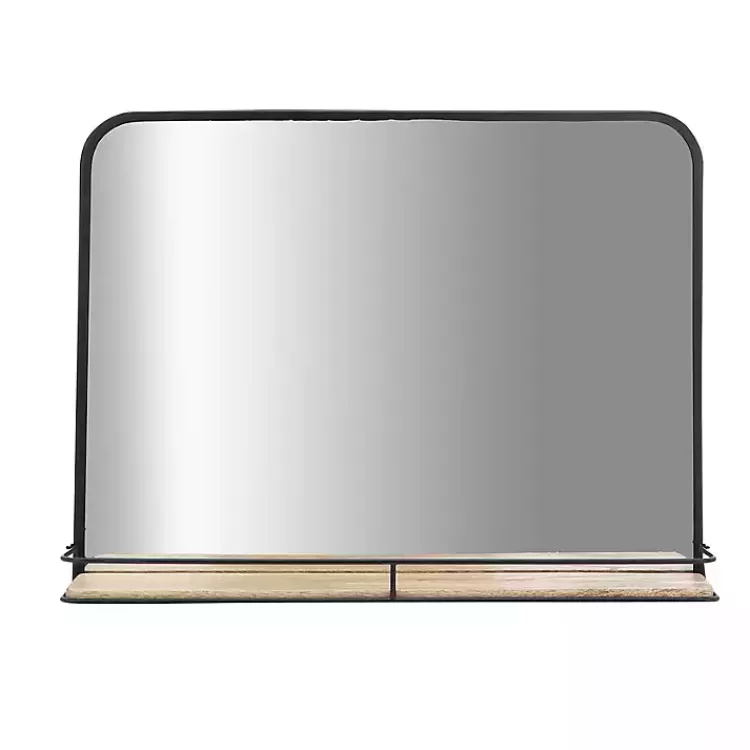 Black Brown Metal Shelf Horizontal Wall Mirror>Kirklands Home Flash Sale