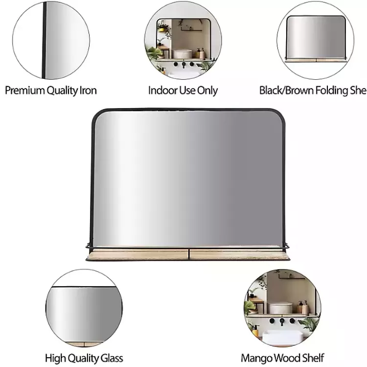 black_brown_metal_shelf_horizontal_wall_mirror_3.webp Black Brown Metal Shelf Horizontal Wall Mirror>Kirklands Home Flash Sale