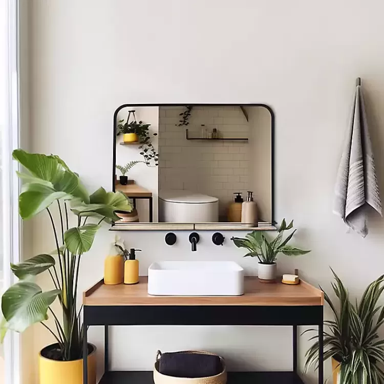 black_brown_metal_shelf_horizontal_wall_mirror_4.webp Black Brown Metal Shelf Horizontal Wall Mirror>Kirklands Home Flash Sale