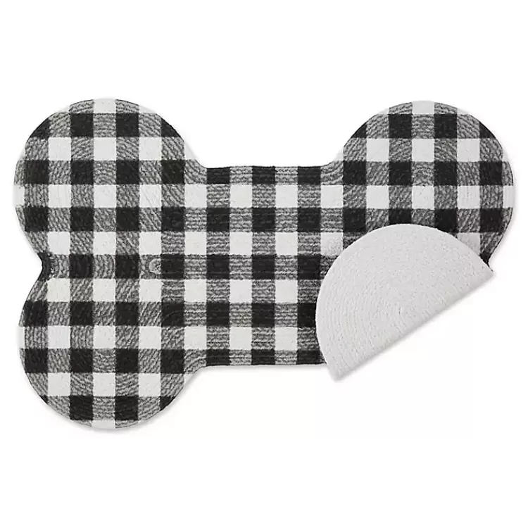 Black Buffalo Check Bone Pet Bowl Mat>Kirklands Home Outlet