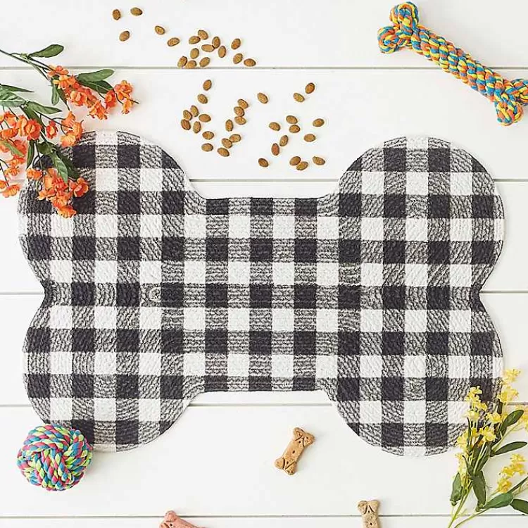black_buffalo_check_bone_pet_bowl_mat_5.webp Black Buffalo Check Bone Pet Bowl Mat>Kirklands Home Outlet