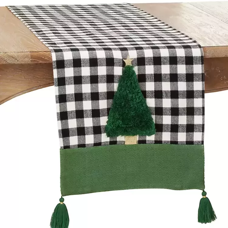 Black Buffalo Check Christmas Tree Table Runner>Kirklands Home Clearance