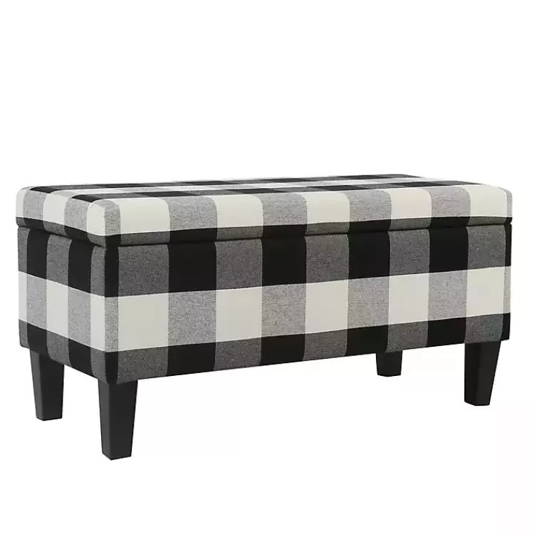 Black Buffalo Check Storage Bench>Kirklands Home Flash Sale