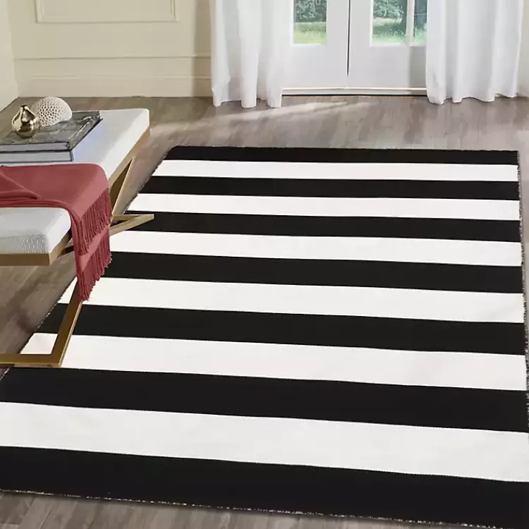 Black Cabana Stripe Indoor/Outdoor Area Rug, 3x5>Kirklands Home Cheap