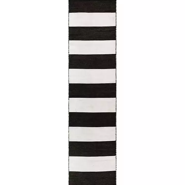 Black Cabana Stripe Indoor/Outdoor Runner, 2x8>Kirklands Home Flash Sale