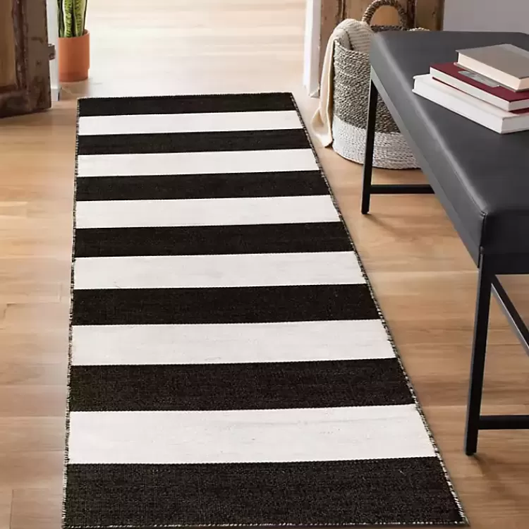 Black Cabana Stripe Indoor/Outdoor Runner, 2x8>Kirklands Home Flash Sale