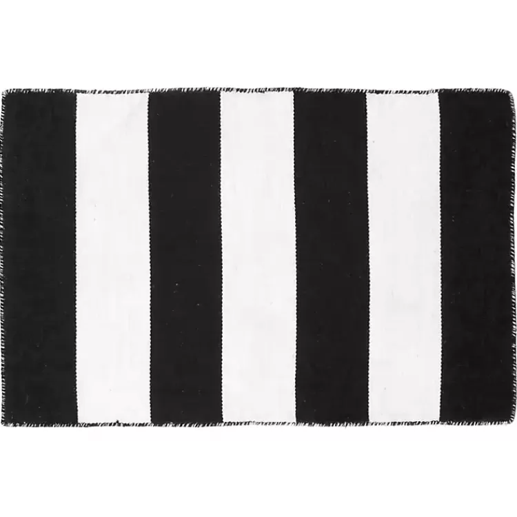 Black Cabana Stripe Indoor/Outdoor Scatter Rug>Kirklands Home Hot