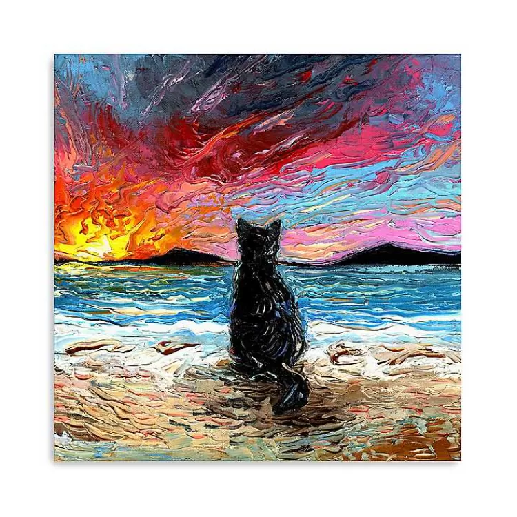 Black Cat Beach Days Canvas Art Print>Kirklands Home Cheap