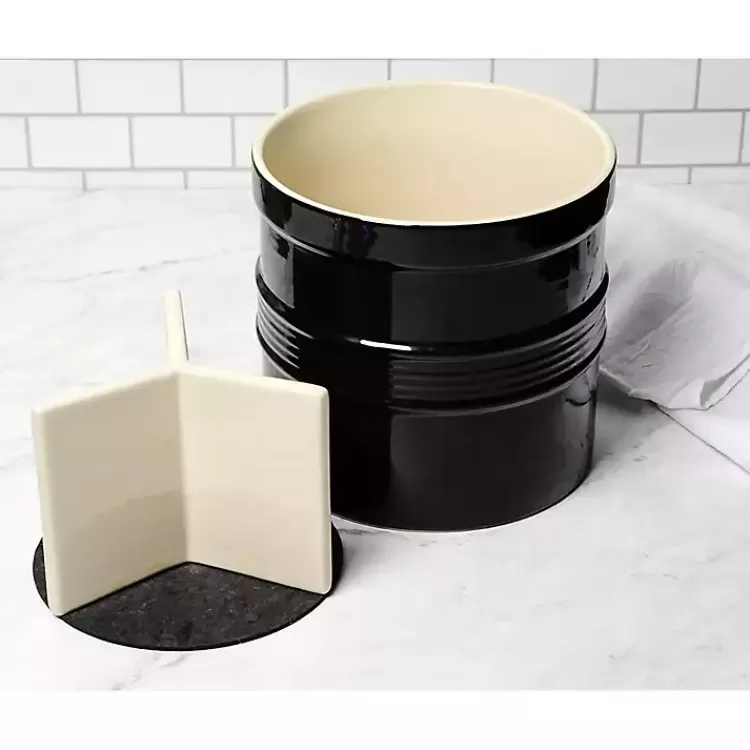 black_ceramic_oversized_crock_with_divider_3.webp Ceramic Oversized Crock with Divider>Kirklands Home Cheap