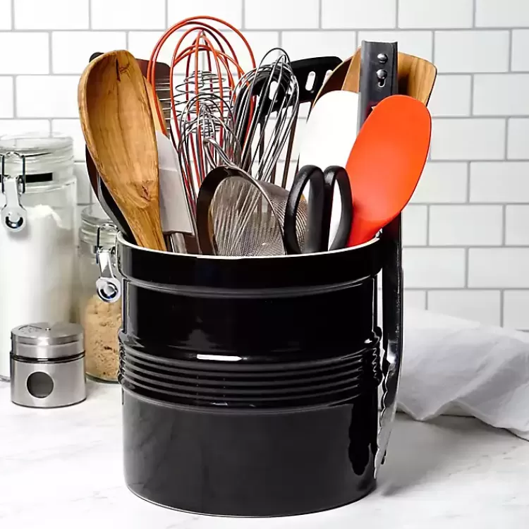 black_ceramic_oversized_crock_with_divider_4.webp Ceramic Oversized Crock with Divider>Kirklands Home Cheap
