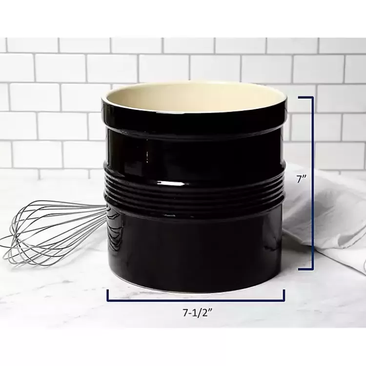 black_ceramic_oversized_crock_with_divider_5.webp Ceramic Oversized Crock with Divider>Kirklands Home Cheap