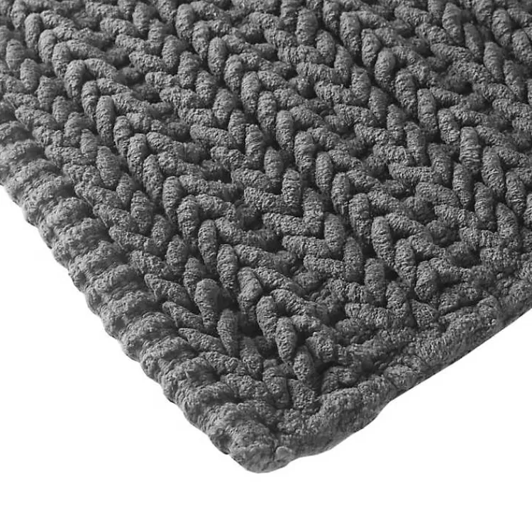 black_chenille_chain_stitched_bath_mat__in_2.webp Chenille Chain Stitched Bath Mat, 40 in.>Kirklands Home Cheap
