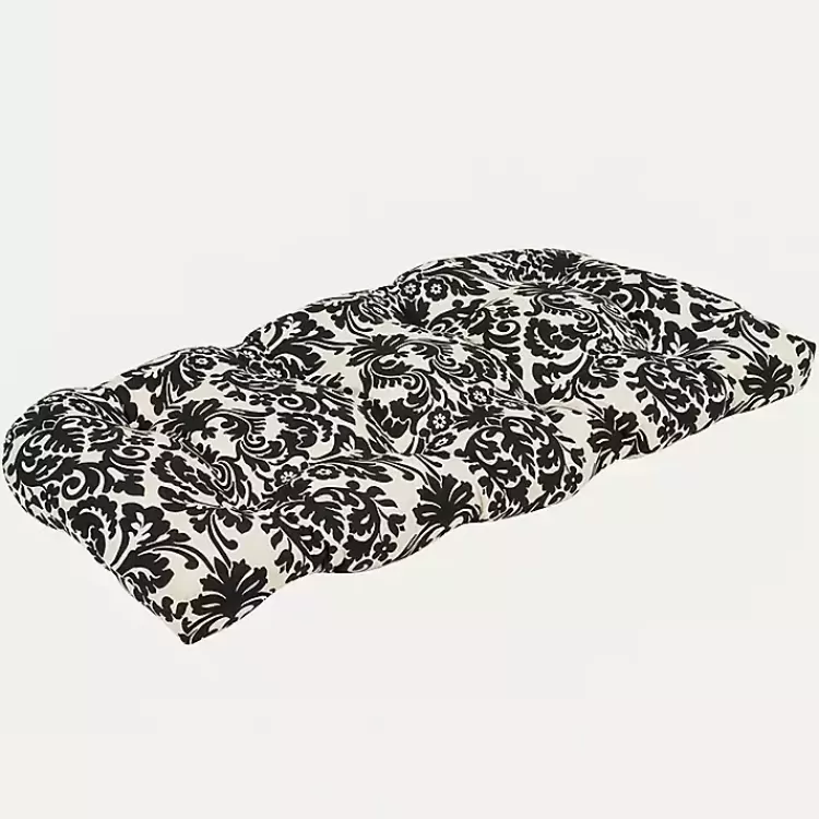 Black Damask Tufted Outdoor Settee Cushion>Kirklands Home Best