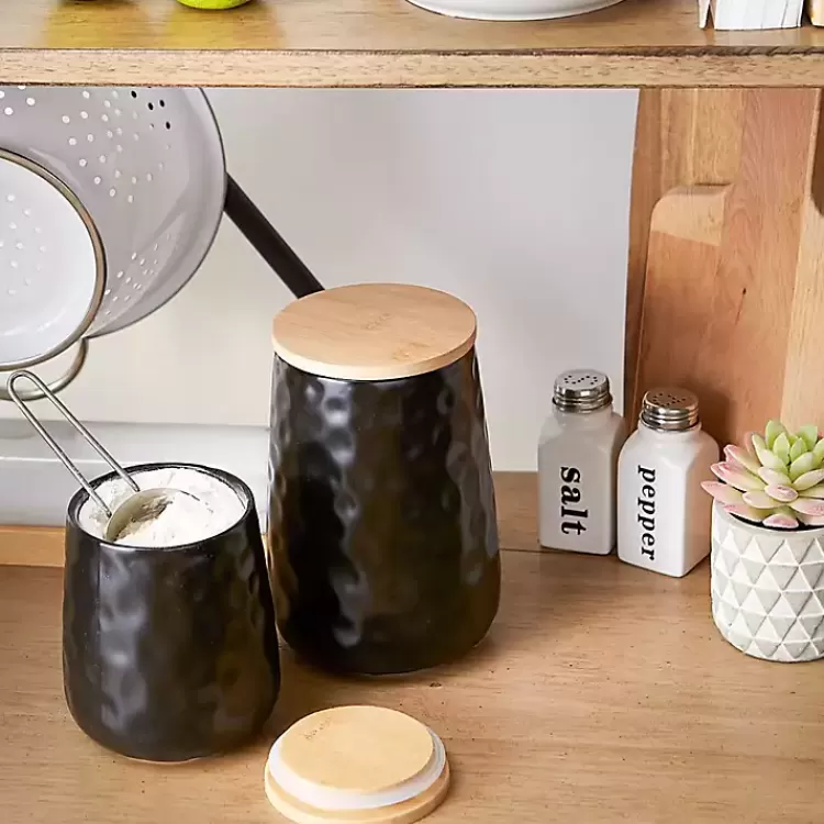 black_dimpled_bamboo_canisters_set_of__8.webp Dimpled Bamboo Canisters, Set of 2>Kirklands Home Outlet