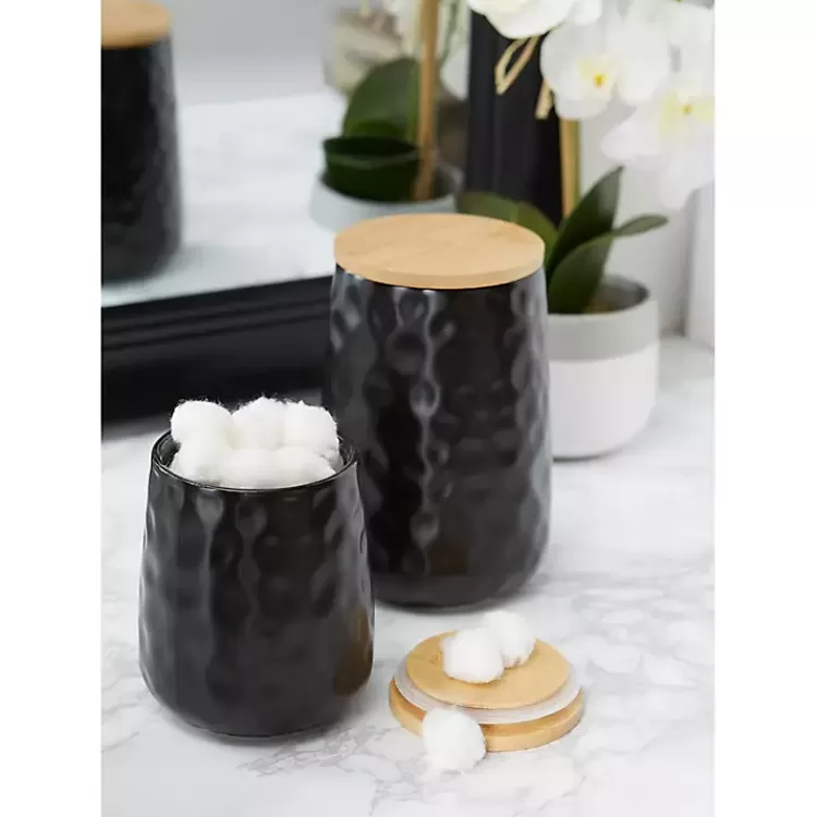 black_dimpled_bamboo_canisters_set_of__9.webp Dimpled Bamboo Canisters, Set of 2>Kirklands Home Outlet