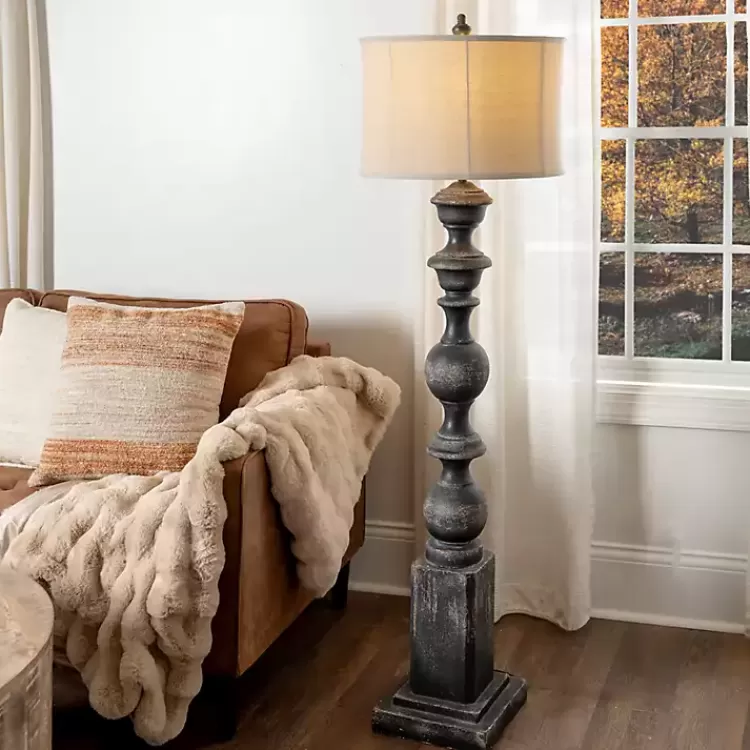 Black Distressed Carved Floor Lamp>Kirklands Home Cheap