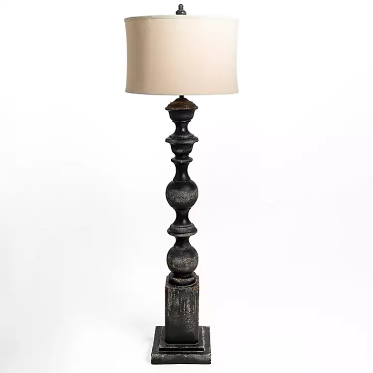 Black Distressed Carved Floor Lamp>Kirklands Home Cheap