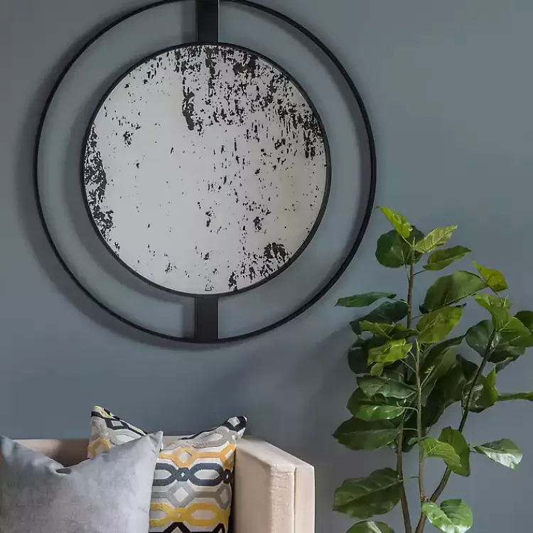 Black Distressed Floating Wall Mirror>Kirklands Home Flash Sale