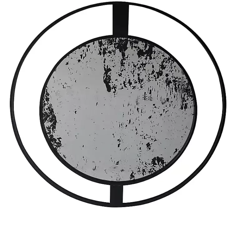 Black Distressed Floating Wall Mirror>Kirklands Home Flash Sale