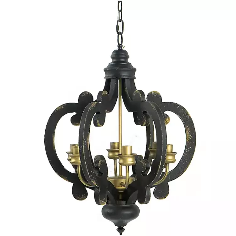 Black Distressed Gold Chandelier>Kirklands Home Clearance