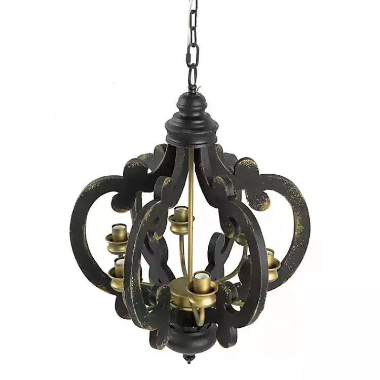 Black Distressed Gold Chandelier>Kirklands Home Clearance