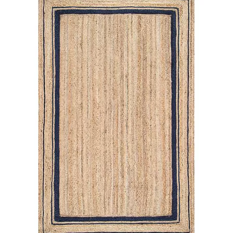 Black Double Border Braided Jute Area Rug, 5x8>Kirklands Home Clearance