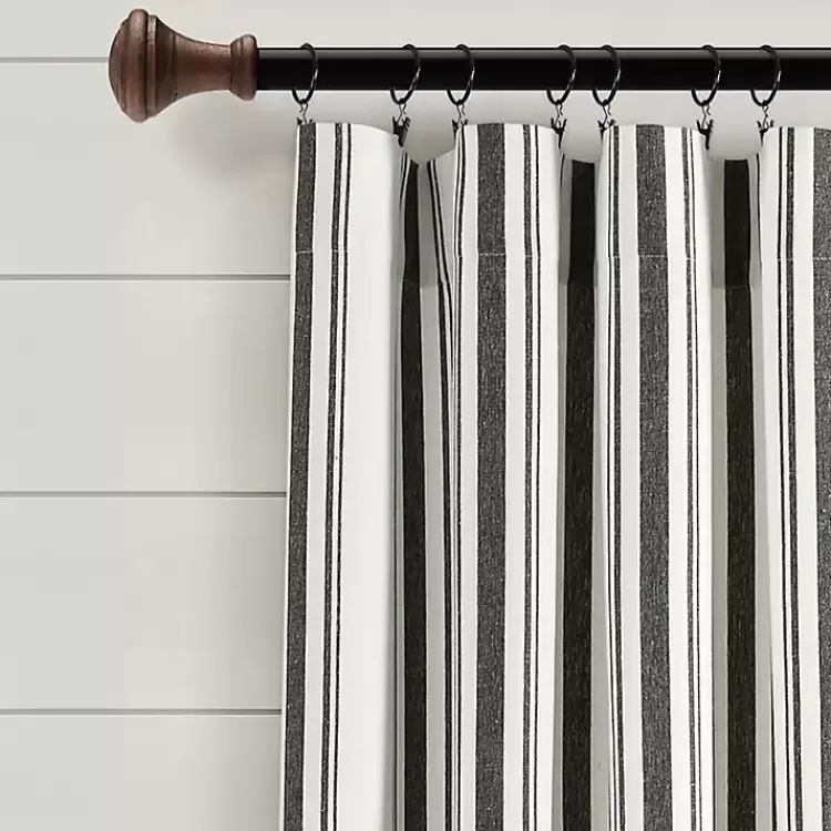 black_farmhouse_stripe_curtain_panel_set__in_2.webp Farmhouse Stripe Curtain Panel Set, 108 in.>Kirklands Home Outlet