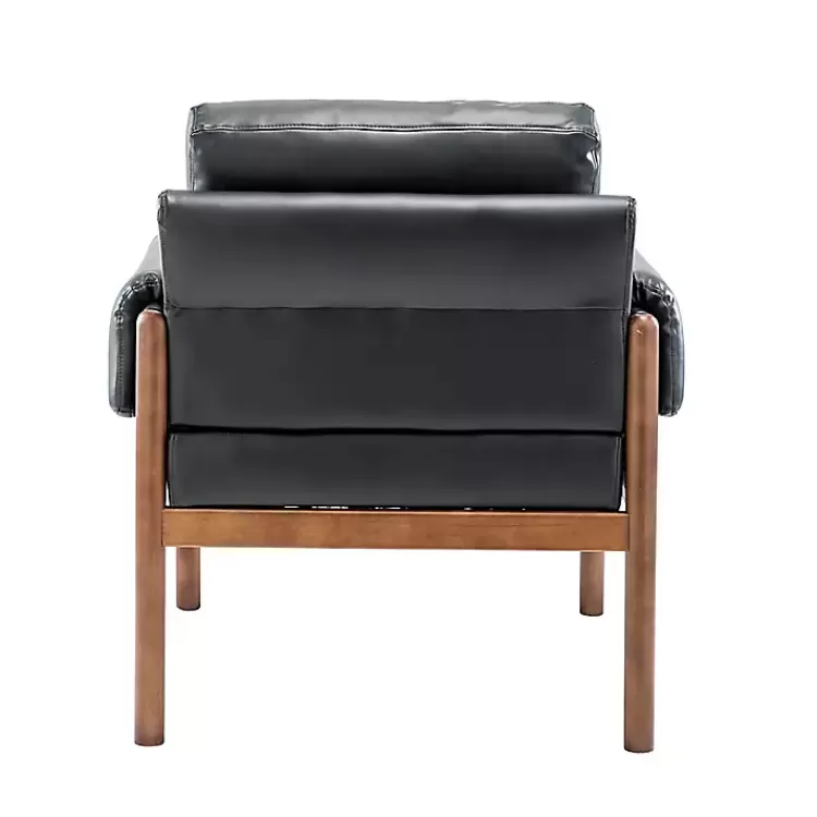 black_faux_leather_and_wood_accent_chair_3.webp Faux Leather and Wood Accent Chair>Kirklands Home Online