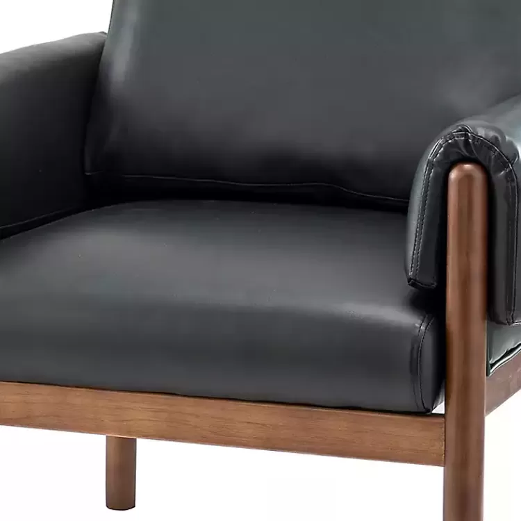 black_faux_leather_and_wood_accent_chair_5.webp Faux Leather and Wood Accent Chair>Kirklands Home Online
