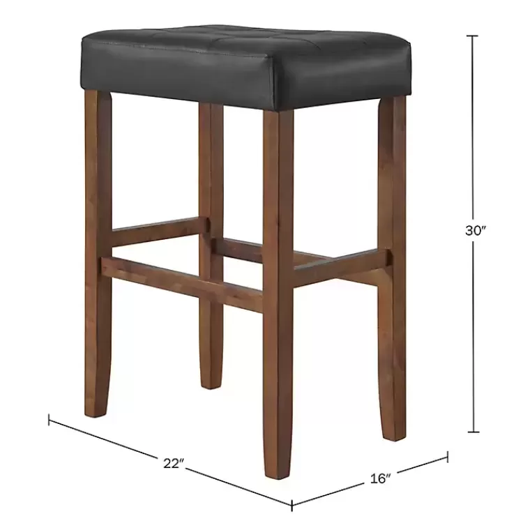 Black Faux Leather Madison Walnut Stool>Kirklands Home Discount
